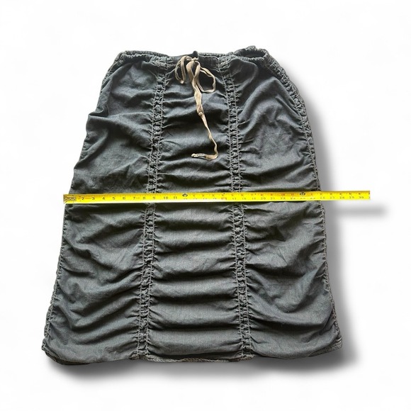 XCVI Women's Plus 2X Black Cotton Midi Skirt Ruched Drawstring Boho Y2K - Picture 6 of 11